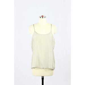 EILEEN FISHER Dove Beige Taupe Silk Habotai Camisole Tank Top, Size L